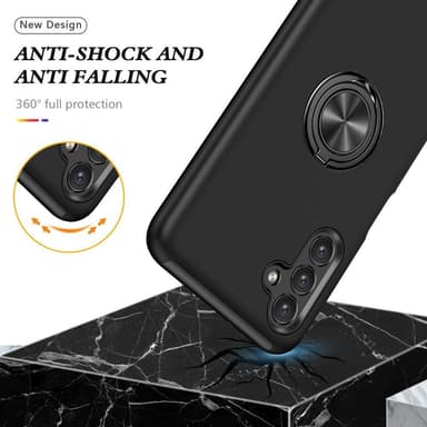 Samsung Galaxy A13  / A04s 4G skal med Finger Ring och inbyggd plåt - Svart