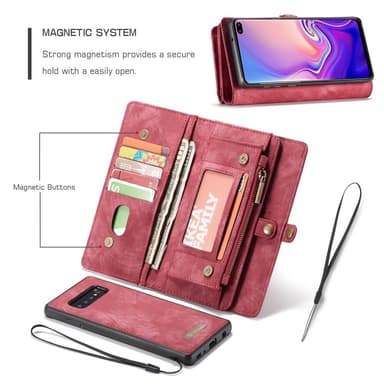 CASEME Samsung Galaxy S10 Retro läder plånboksfodral - Röd