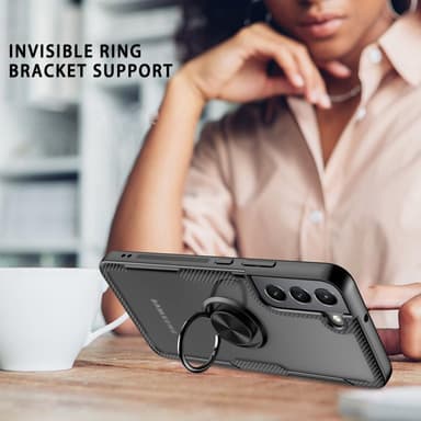 Samsung Galaxy S22+ Hybrid skal med Finger Ring - Röd