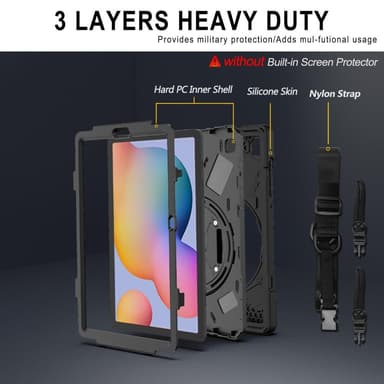 Samsung Galaxy Tab S6 Lite Heavy Duty Armor skal med axelrem