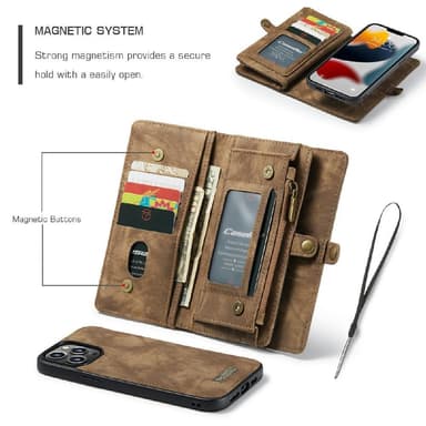 CASEME iPhone 13 Pro Retro plånboksfodral - Brun