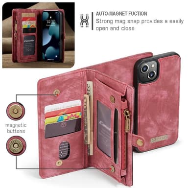 CASEME iPhone 13 Mini Retro plånboksfodral - Röd