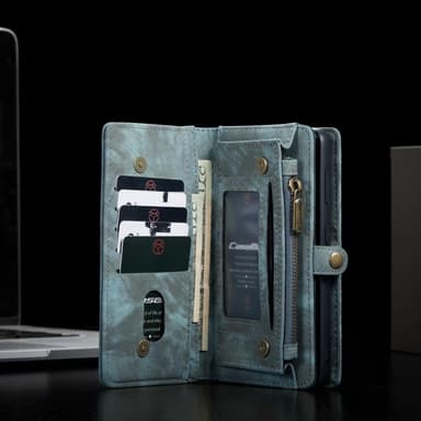 CASEME Samsung Galaxy S21+ (Plus) Retro läder plånboksfodral Blå