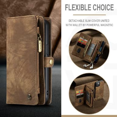 CASEME iPhone 13 Retro plånboksfodral - Brun