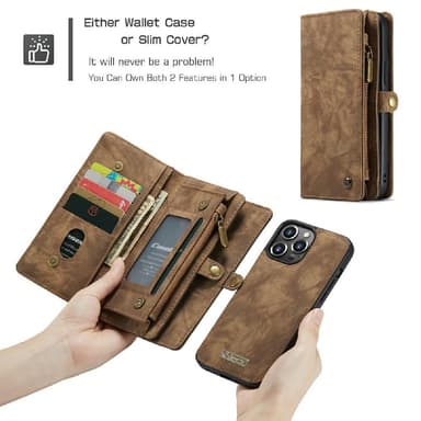 CASEME iPhone 13 Pro Retro plånboksfodral - Brun