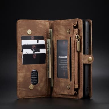 CASEME Samsung Galaxy S21 Ultra Retro läder plånboksfodral Brun
