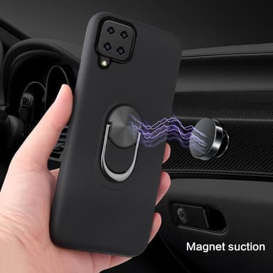 Samsung Galaxy A12 Hybrid skal med Finger Ring - Svart