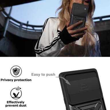 SKALO Google Pixel 6 Armor Hybrid Metallring Kameraslider - Svart