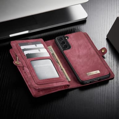 CASEME Samsung Galaxy S21 Retro läder plånboksfodral - Röd