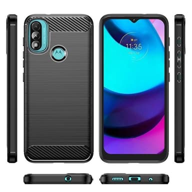 SKALO Moto E20/E30/E40 Armor Carbon Stöttåligt TPU-skal - Svart