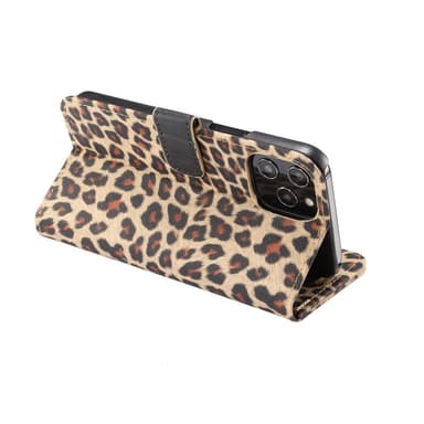 iPhone 12 Pro Max Plånboksfodral Fodral Leopard - Brun