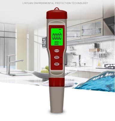 4-i-1 digital pH-mätare vattentestare TDS/EC/pH/temperatur Röd