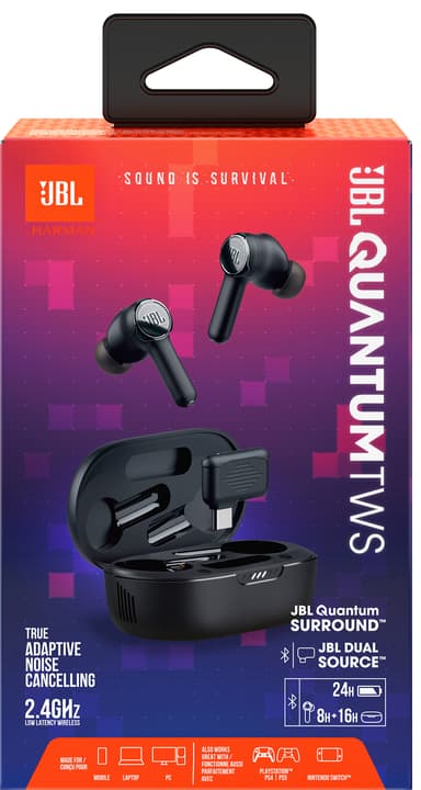 JBL Quantum True Wireless hörlurar (svart)