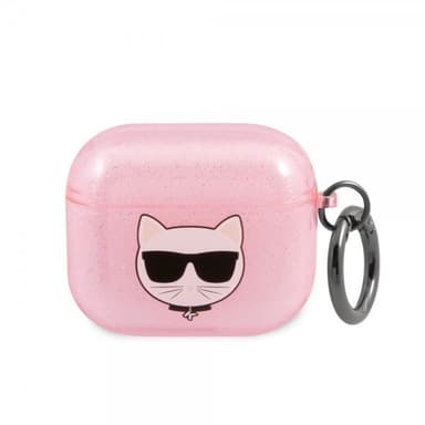 Karl Lagerfeld AirPods 3 Skal Embossed Choupette Glitter Rosa