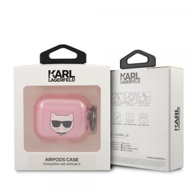 Karl Lagerfeld AirPods 3 Skal Embossed Choupette Glitter Rosa