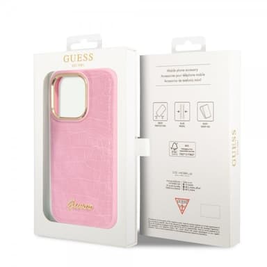 Guess iPhone 14 Pro Max Skal Croco Rosa