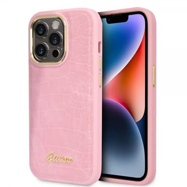 Guess iPhone 14 Pro Max Skal Croco Rosa