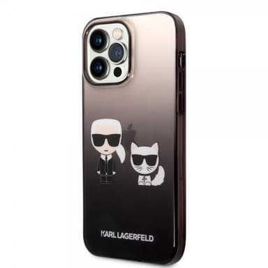 Karl Lagerfeld iPhone 14 Pro Max Skal Karl & Choupette Gradient Svart