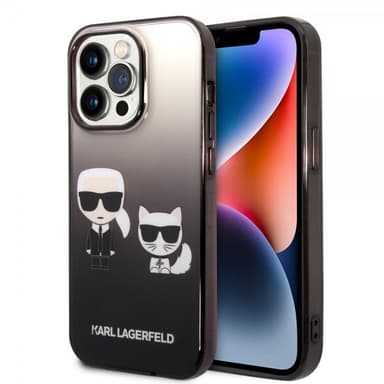 Karl Lagerfeld iPhone 14 Pro Skal Karl & Choupette Gradient Svart