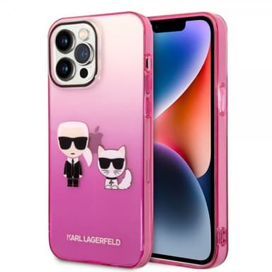 Karl Lagerfeld iPhone 14 Pro Max Skal Karl & Choupette Gradient Rosa