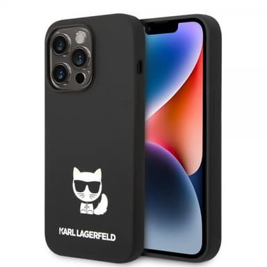 Karl Lagerfeld iPhone 14 Pro Max Skal Liquid Silicone Choupette Svart