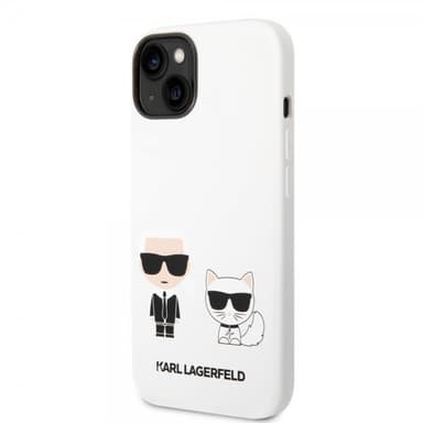 Karl Lagerfeld iPhone 14 Plus Skal Liquid Silicone Karl & Choupette Vit
