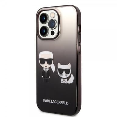 Karl Lagerfeld iPhone 14 Pro Skal Karl & Choupette Gradient Svart