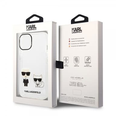 Karl Lagerfeld iPhone 14 Skal Karl & Choupette Gradient Vit