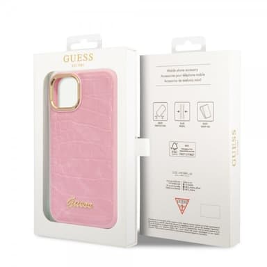 Guess iPhone 14 Skal Croco Rosa