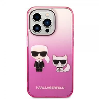 Karl Lagerfeld iPhone 14 Pro Skal Karl & Choupette Gradient Rosa
