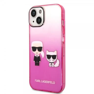 Karl Lagerfeld iPhone 14 Skal Karl & Choupette Gradient Rosa