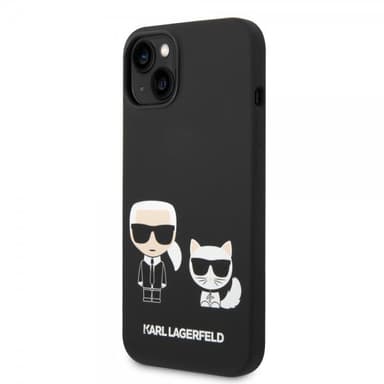 Karl Lagerfeld iPhone 14 Plus Skal Liquid Silicone Karl & Choupette Svart