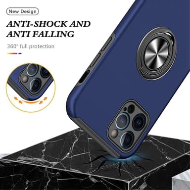 iPhone 14 Pro Max Hybrid skal med Finger Ring - Blå
