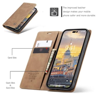 CASEME Plånboksfodral iPhone 14 Pro Max - LjusBrun