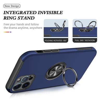 iPhone 14 Pro Max Hybrid skal med Finger Ring - Blå