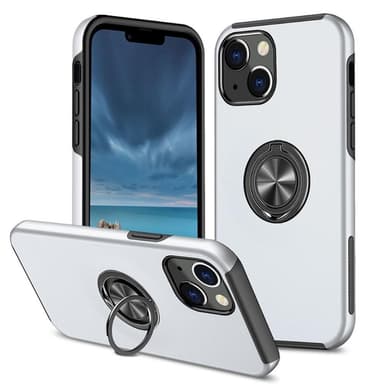 iPhone 14 Hybrid skal med Finger Ring - Silver