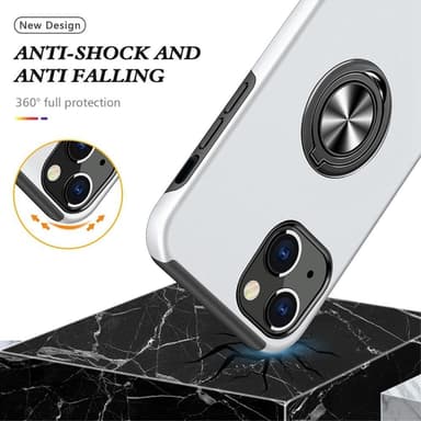 iPhone 14 Hybrid skal med Finger Ring - Silver