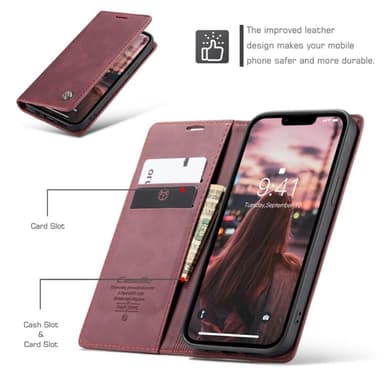 CASEME Plånboksfodral iPhone 14 Plus - Röd