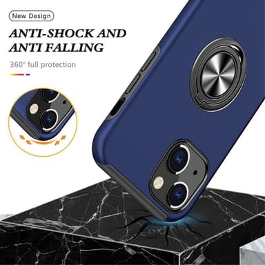 iPhone 14 Hybrid skal med Finger Ring - Blå