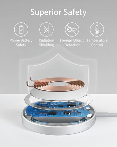Anker PowerWave II Magnetic Pad trådlös laddare (silver)