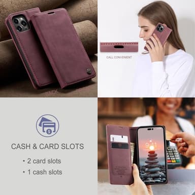 CASEME Plånboksfodral iPhone 14 Pro Max - Röd