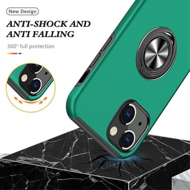 iPhone 14 Hybrid skal med Finger Ring - Grön