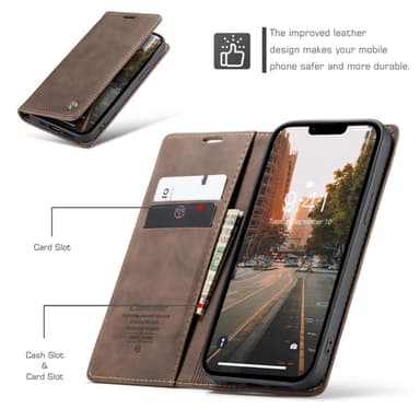 CASEME Plånboksfodral iPhone 14 - MörkBrun