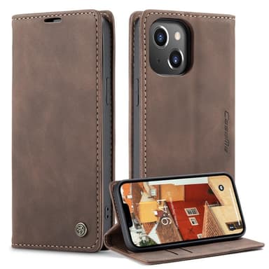 CASEME Plånboksfodral iPhone 14 - MörkBrun