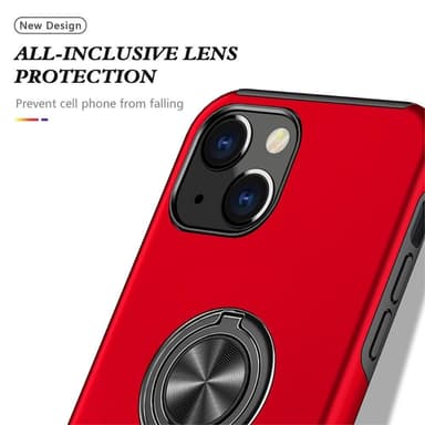 iPhone 14 Plus Hybrid skal med Finger Ring - Röd