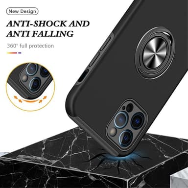 iPhone 14 Pro Max Hybrid skal med Finger Ring - Svart