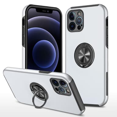 iPhone 14 Pro Max Hybrid skal med Finger Ring - Silver