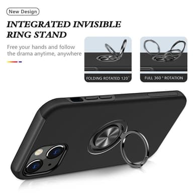 iPhone 14 Plus Hybrid skal med Finger Ring - Svart