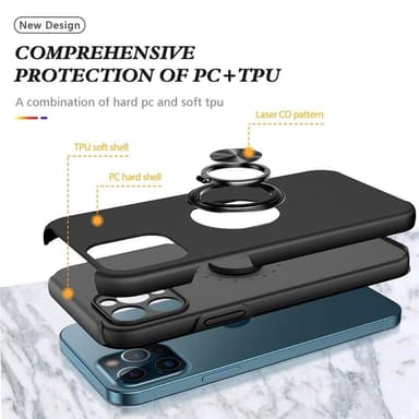 iPhone 14 Pro Max Hybrid skal med Finger Ring - Svart