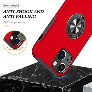 iPhone 14 Plus Hybrid skal med Finger Ring - Röd